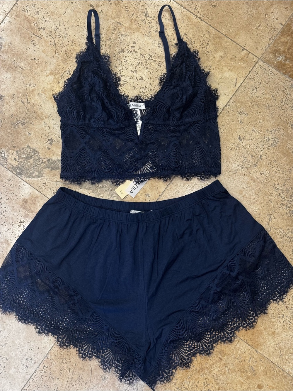 Cosabella Allure Sleep Cami & Boxer Set in Navy M